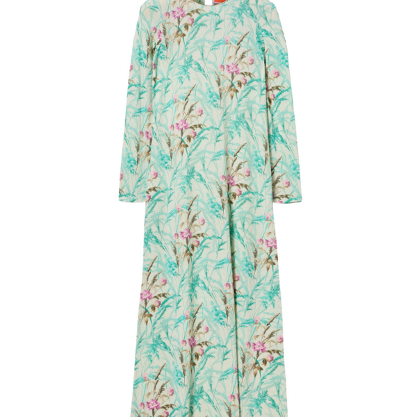 La DoubleJ Long and Sassy Dress Lilium Turchese in Silk Twill