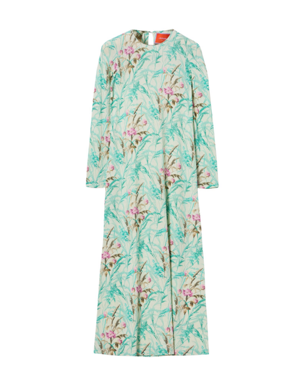 La DoubleJ Long and Sassy Dress Lilium Turchese in Silk Twill - Dresses - Milanese Maximalist Fashion at Luxury Shoes 