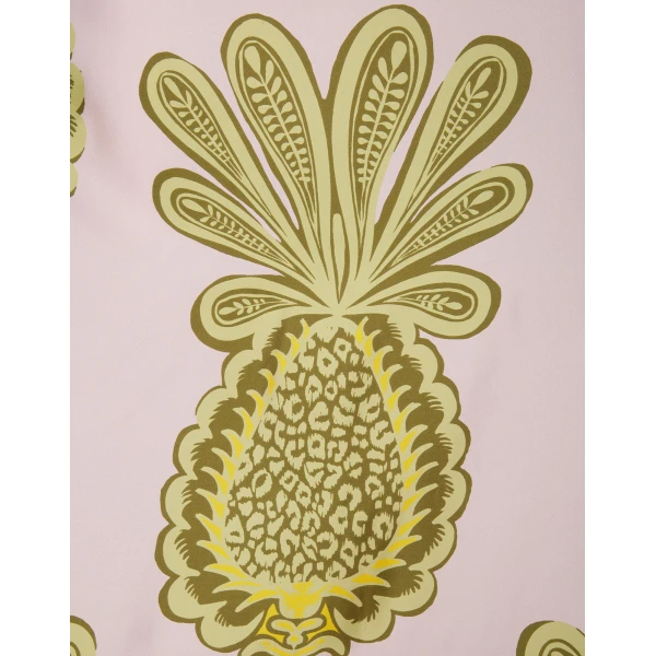 La DoubleJ Magnifico Dress Big Pineapple Pink in Twill Silk - Dresses - Milanese Maximalist Fashion at Luxury Shoes 