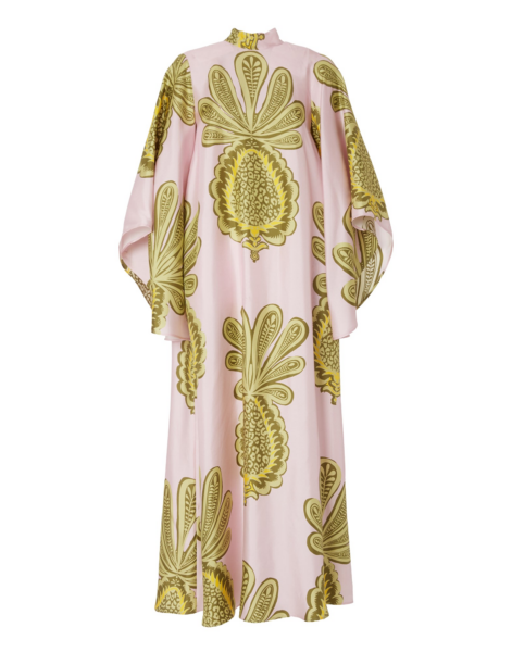 La DoubleJ Magnifico Dress Big Pineapple Pink in Twill Silk - Dresses - Milanese Maximalist Fashion at Luxury Shoes 