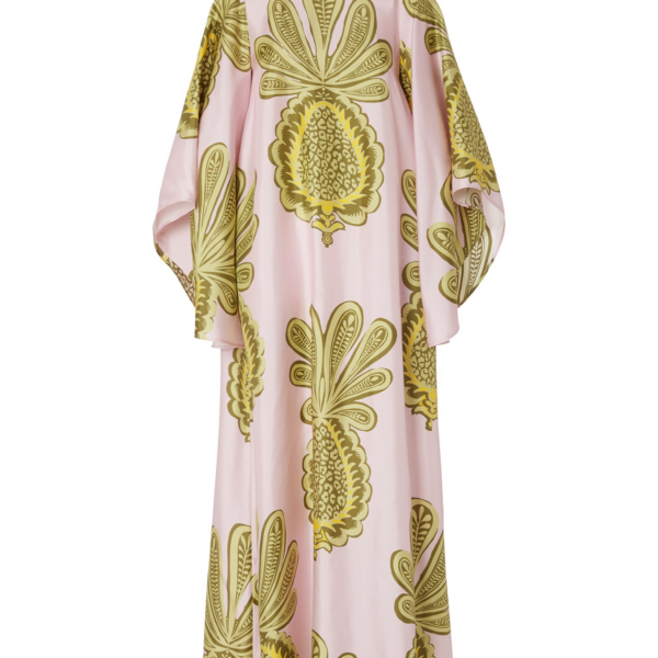La DoubleJ Magnifico Dress Big Pineapple Pink in Twill Silk