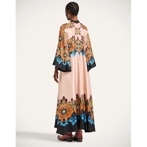 La DoubleJ Magnifico Dress Bounty Placée Orange in Silk Twill - Dresses - Milanese Maximalist Fashion at Luxury Shoes 