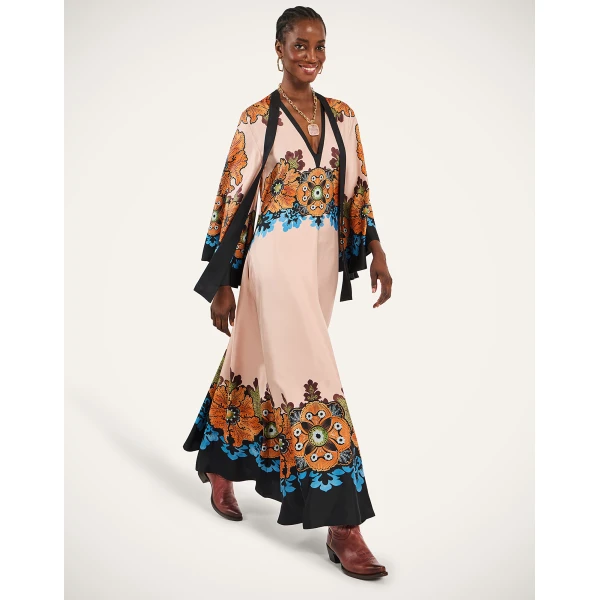 La DoubleJ Magnifico Dress Bounty Placée Orange in Silk Twill - Dresses - Milanese Maximalist Fashion at Luxury Shoes 