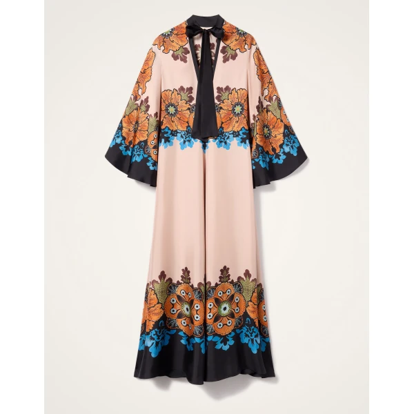 La DoubleJ Magnifico Dress Bounty Placée Orange in Silk Twill - Dresses - Milanese Maximalist Fashion at Luxury Shoes 