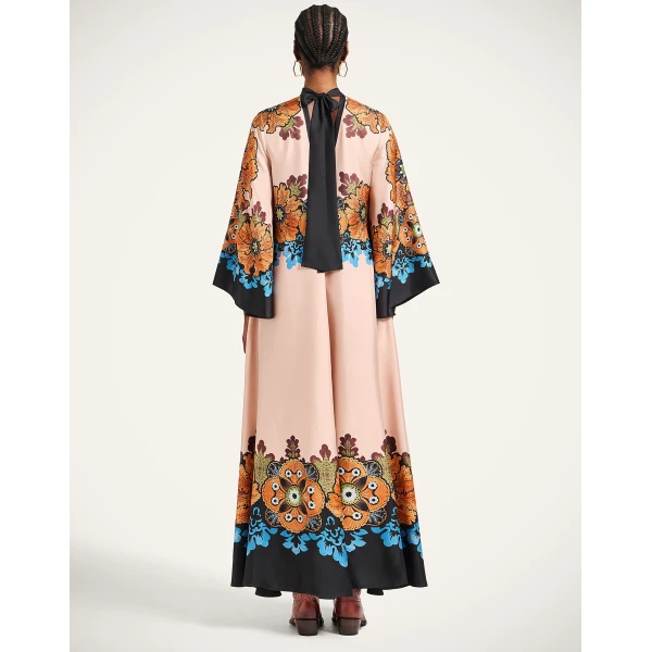 La DoubleJ Magnifico Dress Bounty Placée Orange in Silk Twill - Dresses - Milanese Maximalist Fashion at Luxury Shoes 