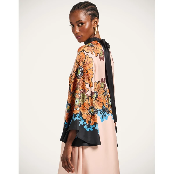 La DoubleJ Magnifico Dress Bounty Placée Orange in Silk Twill - Dresses - Milanese Maximalist Fashion at Luxury Shoes 
