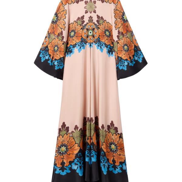 La DoubleJ Magnifico Dress Bounty Placée Orange in Silk Twill