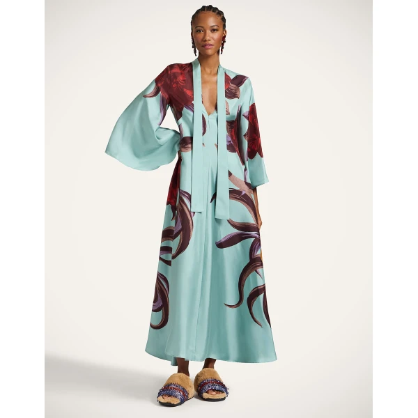 La DoubleJ Magnifico Dress Florence Placée Ivory in Silk Twill - Dresses - Milanese Maximalist Fashion at Luxury Shoes 