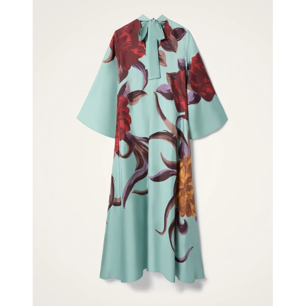 La DoubleJ Magnifico Dress Florence Placée Ivory in Silk Twill - Dresses - Milanese Maximalist Fashion at Luxury Shoes 