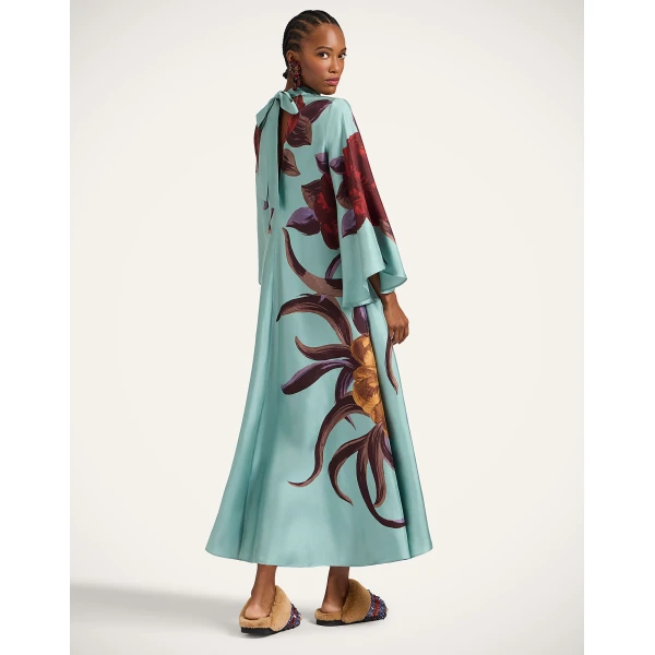 La DoubleJ Magnifico Dress Florence Placée Ivory in Silk Twill - Dresses - Milanese Maximalist Fashion at Luxury Shoes 