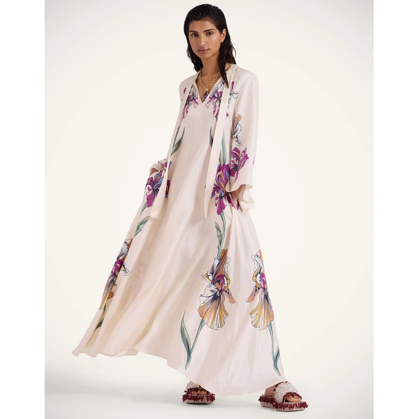 La DoubleJ Magnifico Dress Iris Placée Ivory in Silk Twill - Dresses - Milanese Maximalist Fashion at Luxury Shoes 
