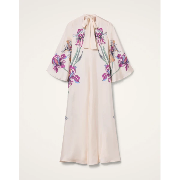 La DoubleJ Magnifico Dress Iris Placée Ivory in Silk Twill - Dresses - Milanese Maximalist Fashion at Luxury Shoes 