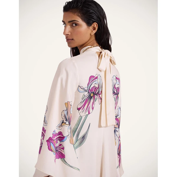 La DoubleJ Magnifico Dress Iris Placée Ivory in Silk Twill - Dresses - Milanese Maximalist Fashion at Luxury Shoes 