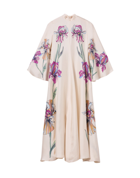 La DoubleJ Magnifico Dress Iris Placée Ivory in Silk Twill - Dresses - Milanese Maximalist Fashion at Luxury Shoes 