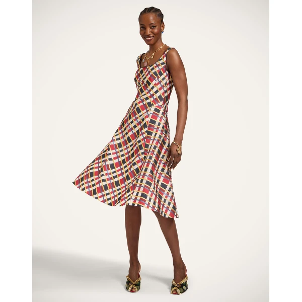 La DoubleJ Magnifico Dress Kerylos Placée Dark Green in Silk Twill - Dresses - Milanese Maximalist Fashion at Luxury Shoes 