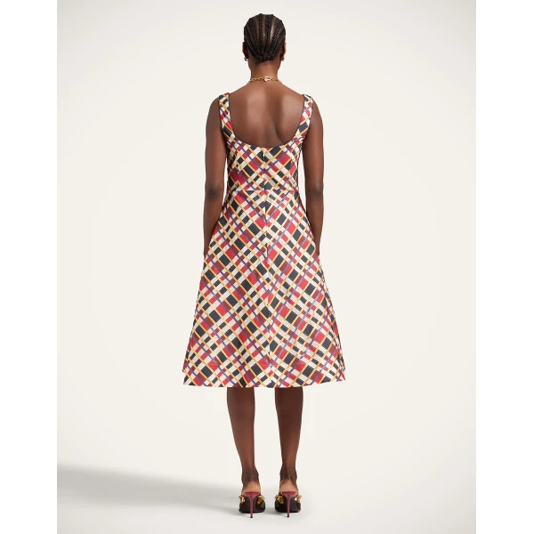La DoubleJ Magnifico Dress Kerylos Placée Dark Green in Silk Twill - Dresses - Milanese Maximalist Fashion at Luxury Shoes 
