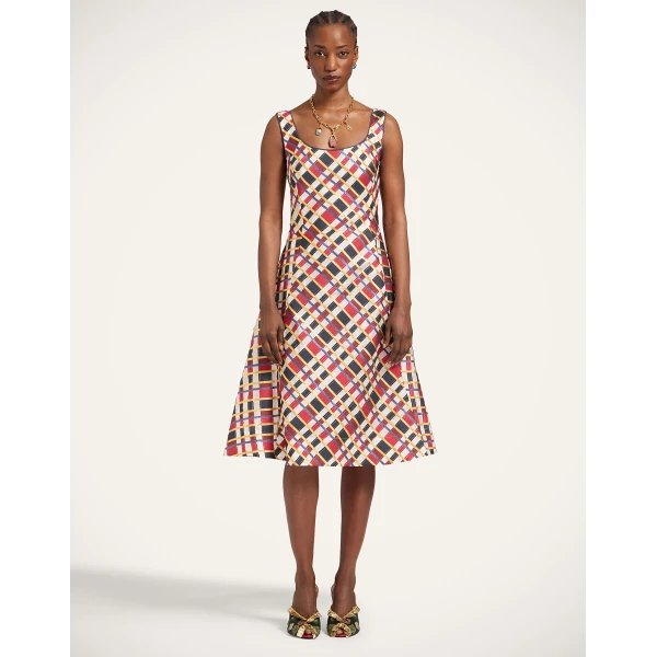 La DoubleJ Magnifico Dress Kerylos Placée Dark Green in Silk Twill - Dresses - Milanese Maximalist Fashion at Luxury Shoes 