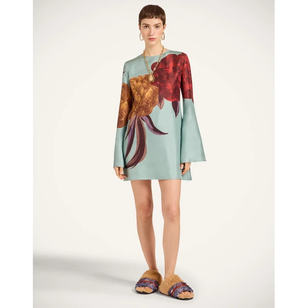 La DoubleJ Magnifico Dress Mix Tiles Placée Black in Silk Twill - Dresses - Milanese Maximalist Fashion at Luxury Shoes 