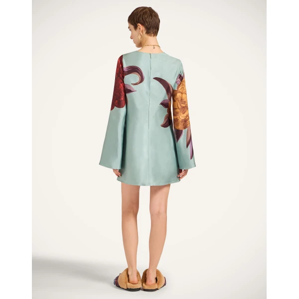 La DoubleJ Magnifico Dress Mix Tiles Placée Black in Silk Twill - Dresses - Milanese Maximalist Fashion at Luxury Shoes 