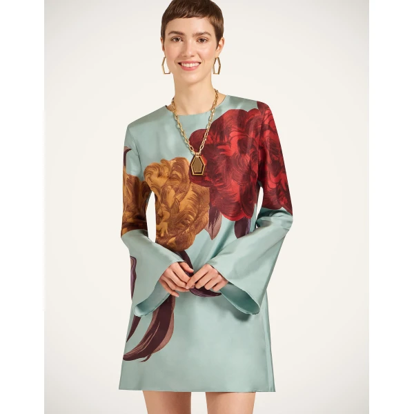 La DoubleJ Magnifico Dress Mix Tiles Placée Black in Silk Twill - Dresses - Milanese Maximalist Fashion at Luxury Shoes 