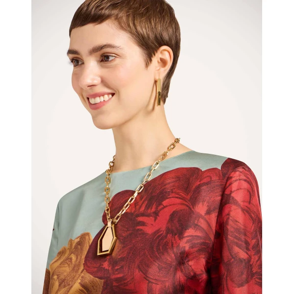 La DoubleJ Magnifico Dress Mix Tiles Placée Black in Silk Twill - Dresses - Milanese Maximalist Fashion at Luxury Shoes 