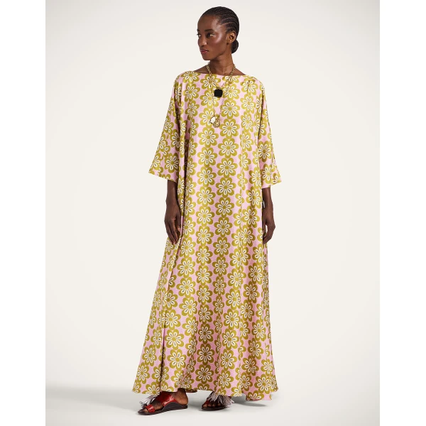 La DoubleJ Magnifico Dress Monstera in Silk Twill - Dresses - Milanese Maximalist Fashion at Luxury Shoes 