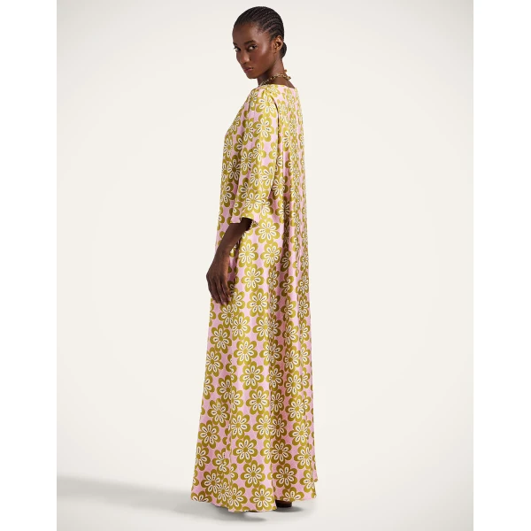 La DoubleJ Magnifico Dress Monstera in Silk Twill - Dresses - Milanese Maximalist Fashion at Luxury Shoes 