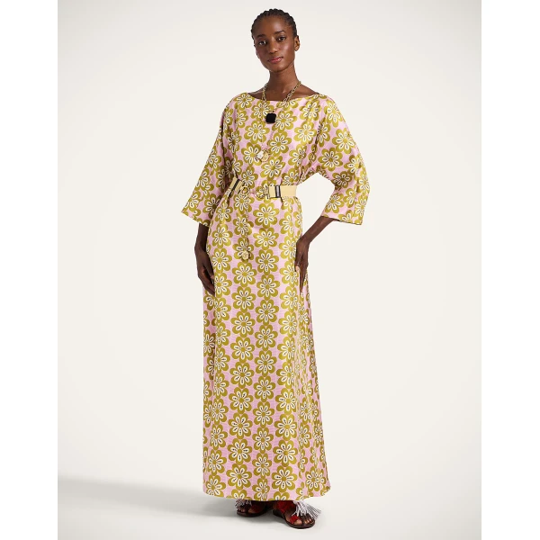 La DoubleJ Magnifico Dress Monstera in Silk Twill - Dresses - Milanese Maximalist Fashion at Luxury Shoes 