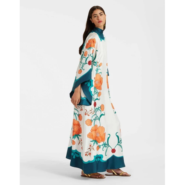 La DoubleJ Magnifico Dress Morpheus Placée Orange in Silk Twill - Dresses - Milanese Maximalist Fashion at Luxury Shoes 