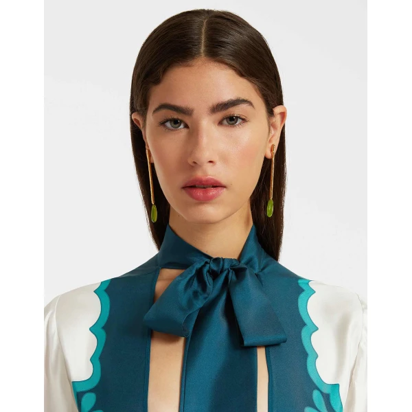 La DoubleJ Magnifico Dress Morpheus Placée Orange in Silk Twill - Dresses - Milanese Maximalist Fashion at Luxury Shoes 