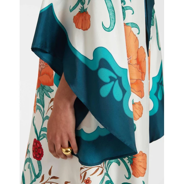La DoubleJ Magnifico Dress Morpheus Placée Orange in Silk Twill - Dresses - Milanese Maximalist Fashion at Luxury Shoes 