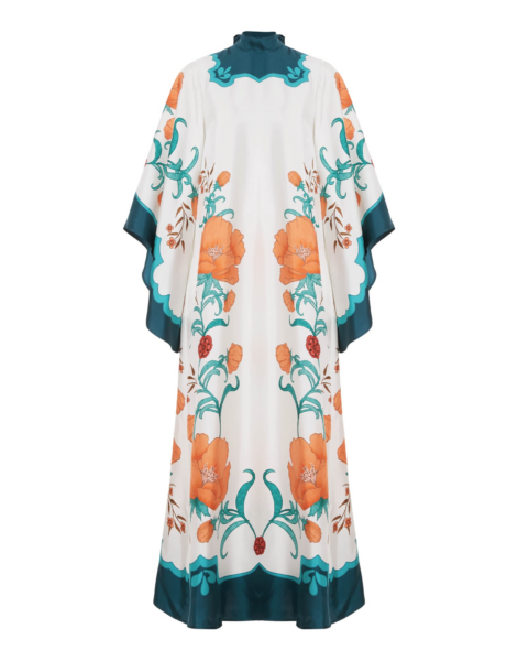 La DoubleJ Magnifico Dress Morpheus Placée Orange in Silk Twill - Dresses - Milanese Maximalist Fashion at Luxury Shoes 