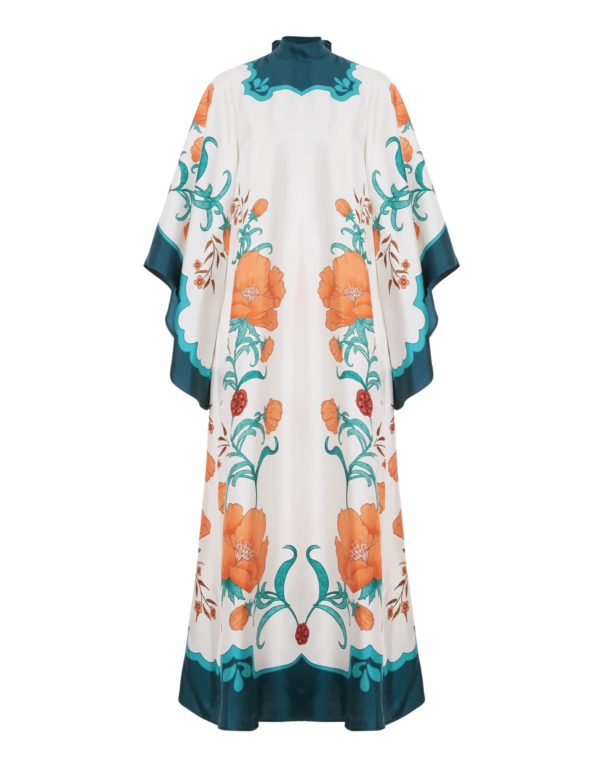 La DoubleJ Magnifico Dress Morpheus Placée Orange in Silk Twill - Dresses - Milanese Maximalist Fashion at Luxury Shoes 
