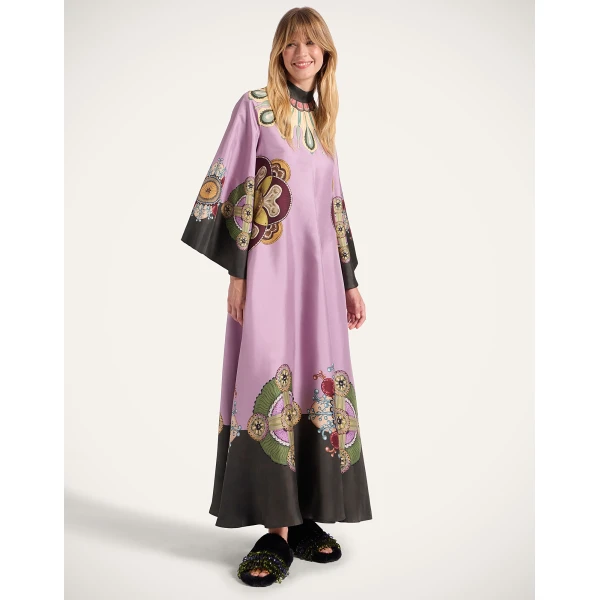 La DoubleJ Magnifico Dress Nucleus Placée Dusty Pink in Silk Twill - Dresses - Milanese Maximalist Fashion at Luxury Shoes 