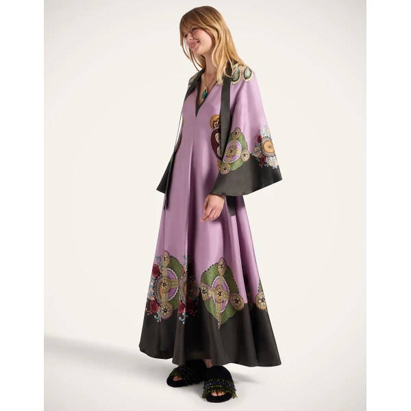 La DoubleJ Magnifico Dress Nucleus Placée Dusty Pink in Silk Twill - Dresses - Milanese Maximalist Fashion at Luxury Shoes 