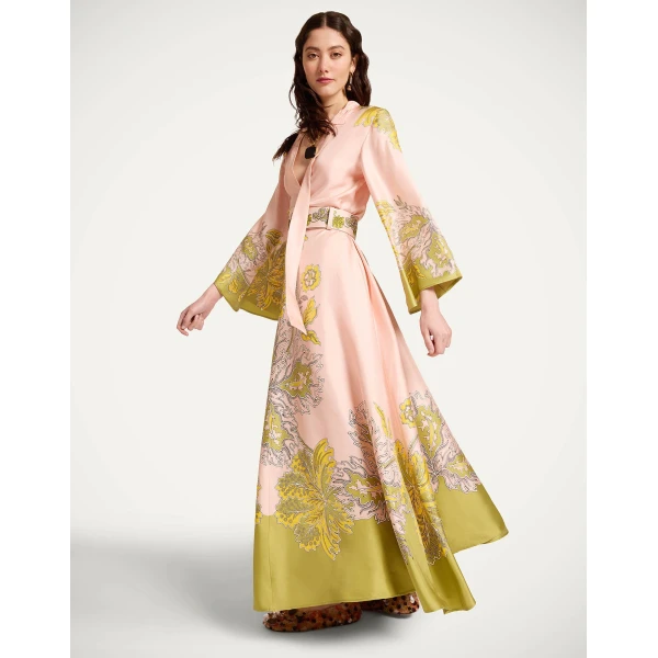 La DoubleJ Magnifico Dress Phoenix Placée Burgundy in Silk Twill - Dresses - Milanese Maximalist Fashion at Luxury Shoes 