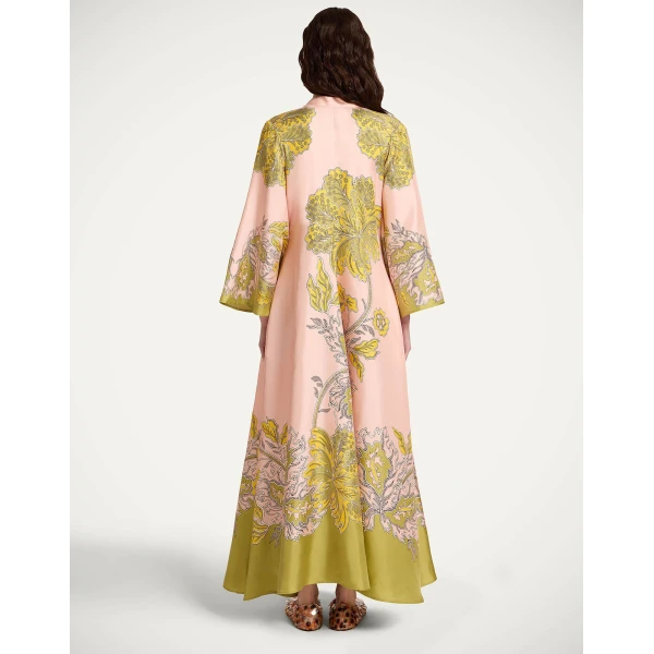 La DoubleJ Magnifico Dress Phoenix Placée Burgundy in Silk Twill - Dresses - Milanese Maximalist Fashion at Luxury Shoes 