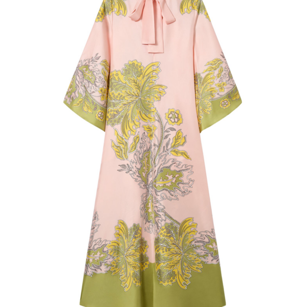 La DoubleJ Magnifico Dress Phoenix Placée Burgundy in Silk Twill