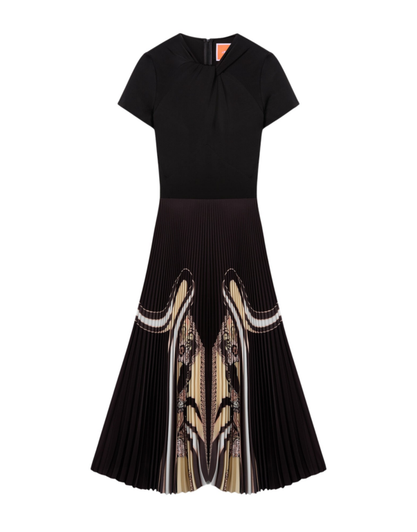 La DoubleJ Magnifico Dress Queen Peony Placée Blue in Silk Twill - Dresses - Milanese Maximalist Fashion at Luxury Shoes 