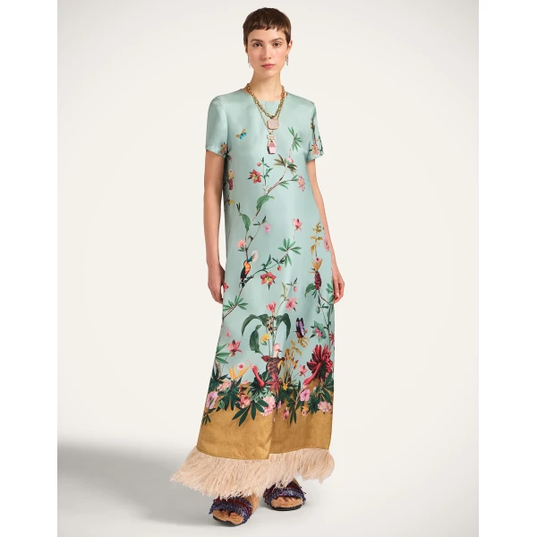La DoubleJ Magnifico Dress Swathe Placée Pink in Silk Twill - Dresses - Milanese Maximalist Fashion at Luxury Shoes 