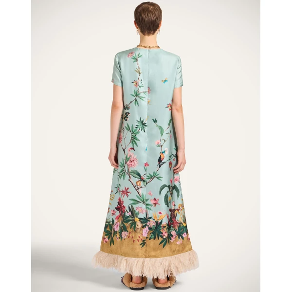 La DoubleJ Magnifico Dress Swathe Placée Pink in Silk Twill - Dresses - Milanese Maximalist Fashion at Luxury Shoes 