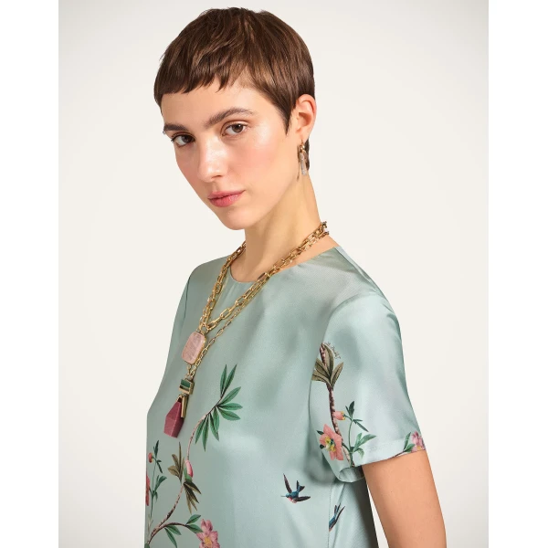 La DoubleJ Magnifico Dress Swathe Placée Pink in Silk Twill - Dresses - Milanese Maximalist Fashion at Luxury Shoes 