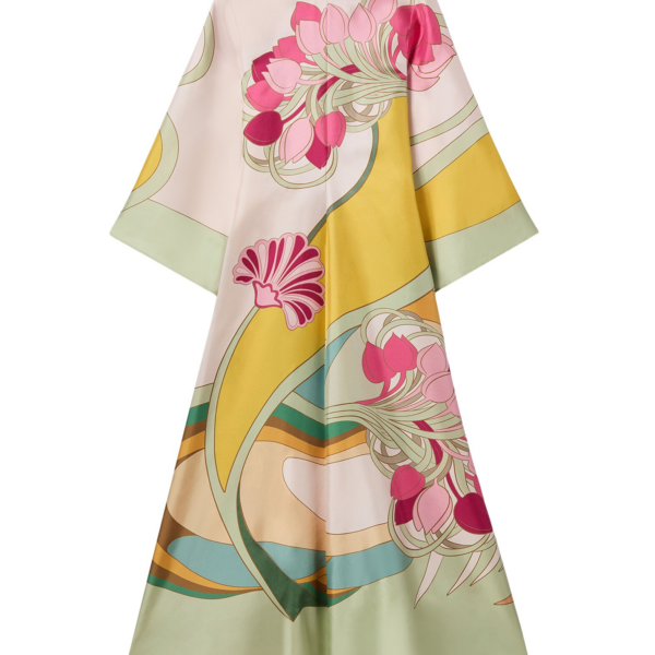 La DoubleJ Magnifico Dress Tulip Placée Green in Silk Twill