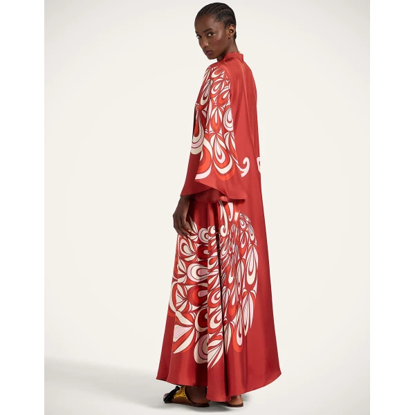 La DoubleJ Magnifico Dress Winter Jasmine in Twill Silk - Dresses - Milanese Maximalist Fashion at Luxury Shoes 