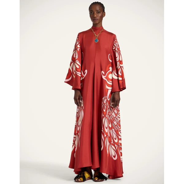 La DoubleJ Magnifico Dress Winter Jasmine in Twill Silk - Dresses - Milanese Maximalist Fashion at Luxury Shoes 