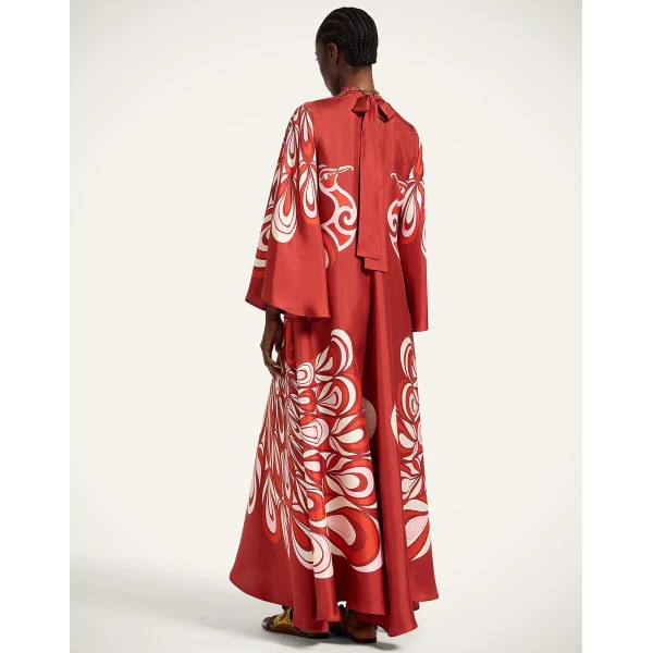La DoubleJ Magnifico Dress Winter Jasmine in Twill Silk - Dresses - Milanese Maximalist Fashion at Luxury Shoes 
