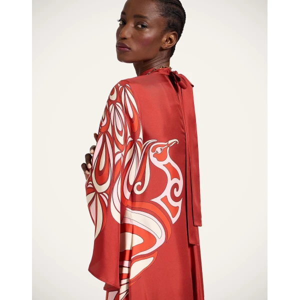La DoubleJ Magnifico Dress Winter Jasmine in Twill Silk - Dresses - Milanese Maximalist Fashion at Luxury Shoes 