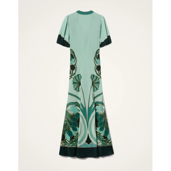 La DoubleJ Marlene Dress Blooming Tulip Placée Mint in Crepe De Chine - Dresses - Milanese Maximalist Fashion at Luxury Shoes 