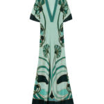 La DoubleJ Marlene Dress Blooming Tulip Placée Mint in Crepe De Chine - Dresses - Milanese Maximalist Fashion at Luxury Shoes 