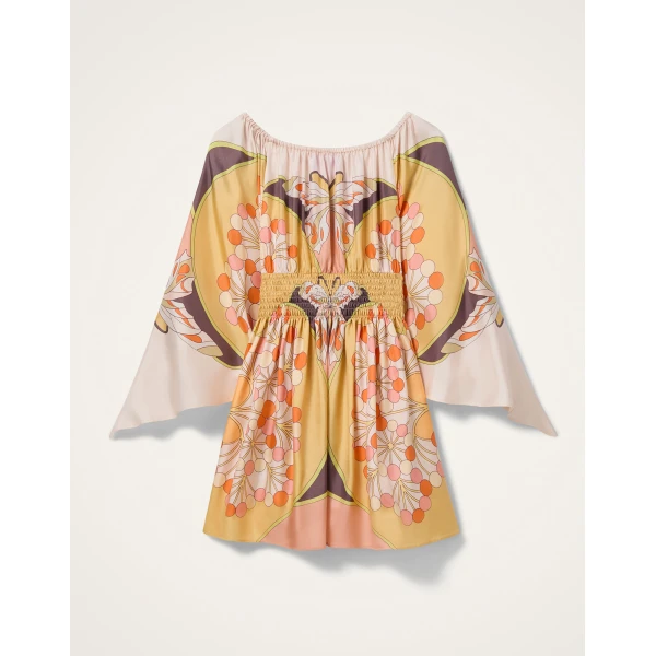 La DoubleJ Marlene Dress Solid Purple in Crepe De Chine Embroidered - Dresses - Milanese Maximalist Fashion at Luxury Shoes 